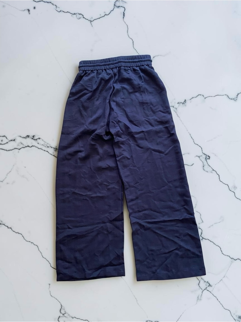 High Waisted Drawstring Pocket Wide Leg Baggy Casual Linen-Feel Pants - Picture 2 of 5